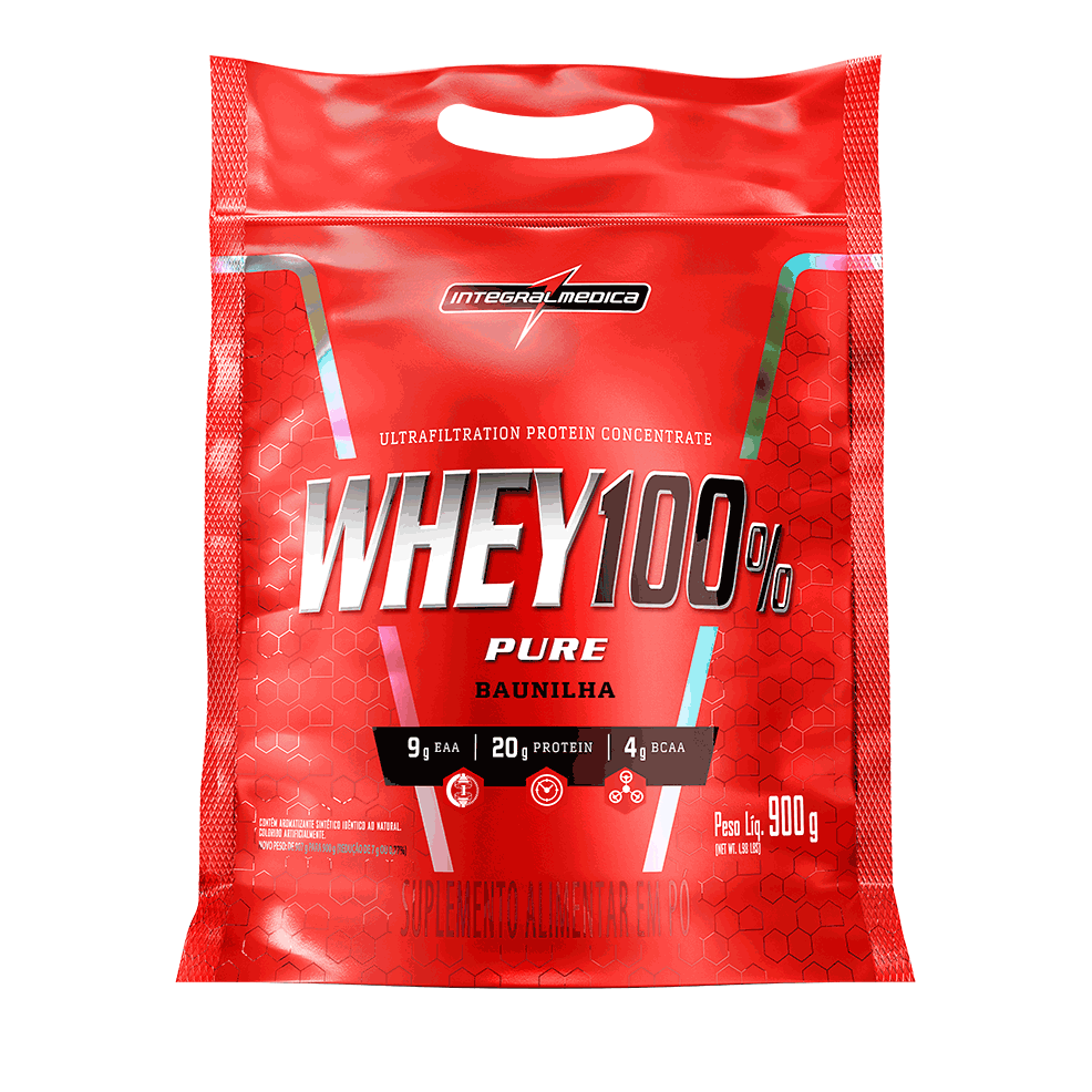 Embalagem do Whey 100% Pure (refil-900g) Integralmedica - Madrugão Suplementos