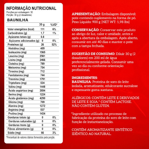 Iso Triple Zero (900g) Integralmedica 37 Tabela Nutricional